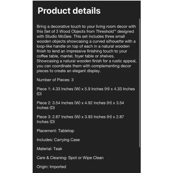 Threshold with Studio McGee Wooden Set of 3 Decor Pieces - Picture 4 of 4